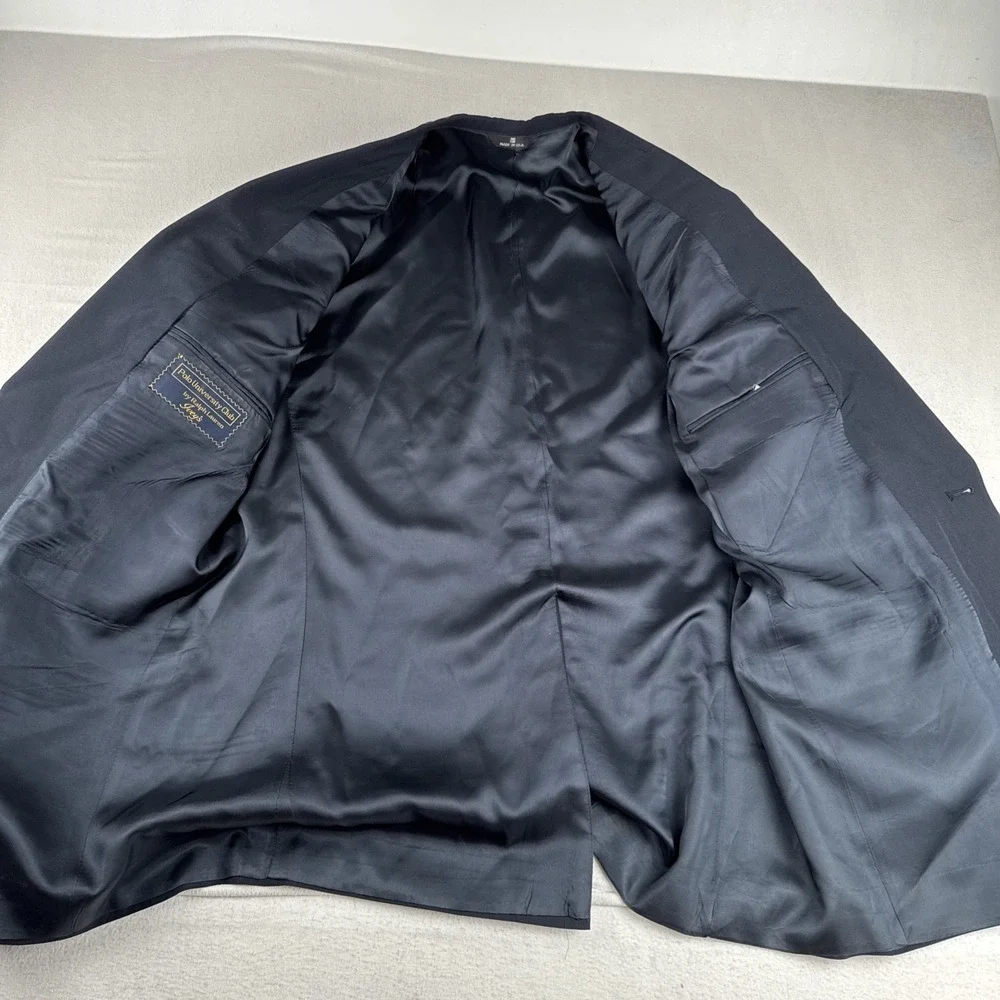 VTG Polo University Ralph Lauren Mens Blazer fits 44L Dark Gray/black Wool